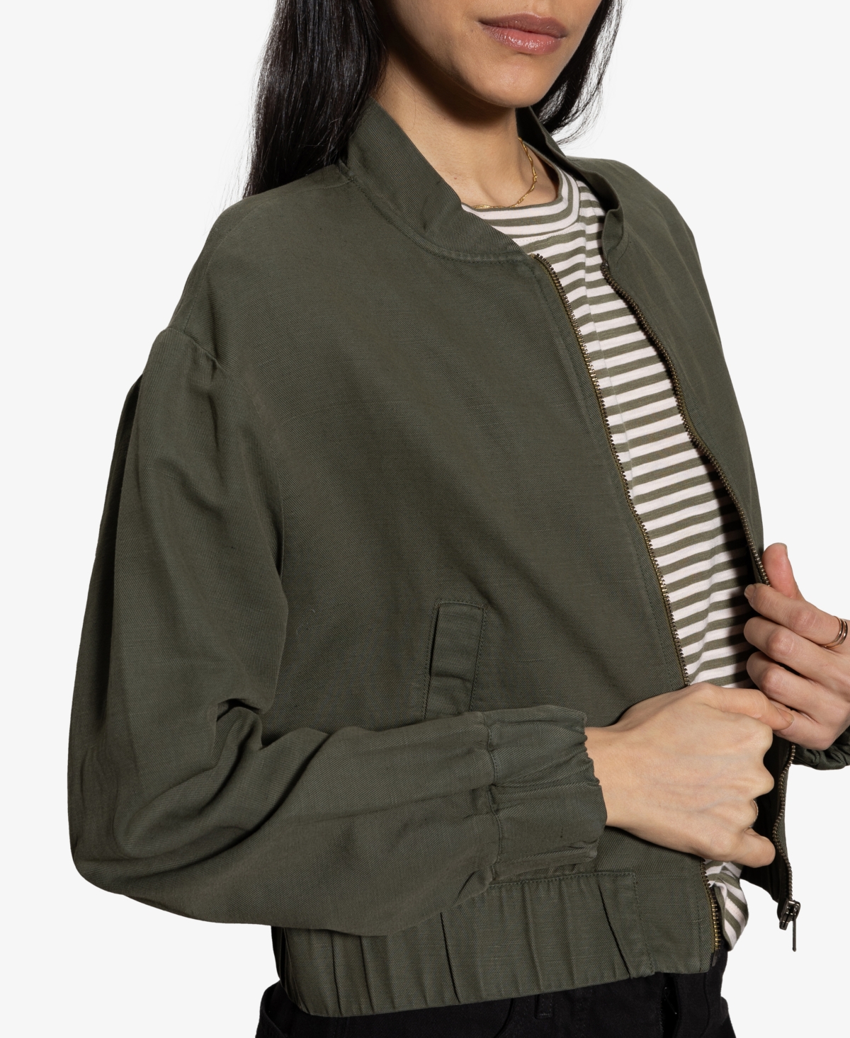 Sanctuary Linen Blend Bomber Jacket In Kalamata