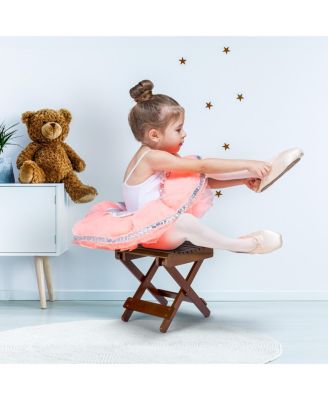 Bamboo Folding Step Stool Bench - Great for Bathroom, Spa, Sauna, Wooden Seat