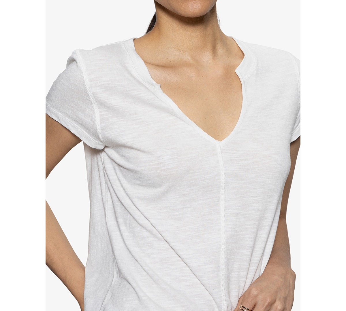 Shop Sanctuary Women's The New Girl Split-neck Short-sleeve T-shirt In White