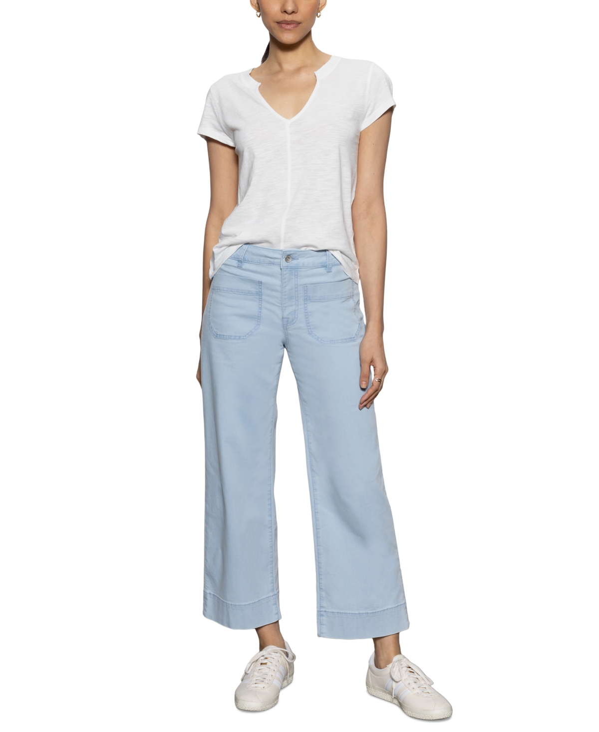 Shop Sanctuary Women's The New Girl Split-neck Short-sleeve T-shirt In White