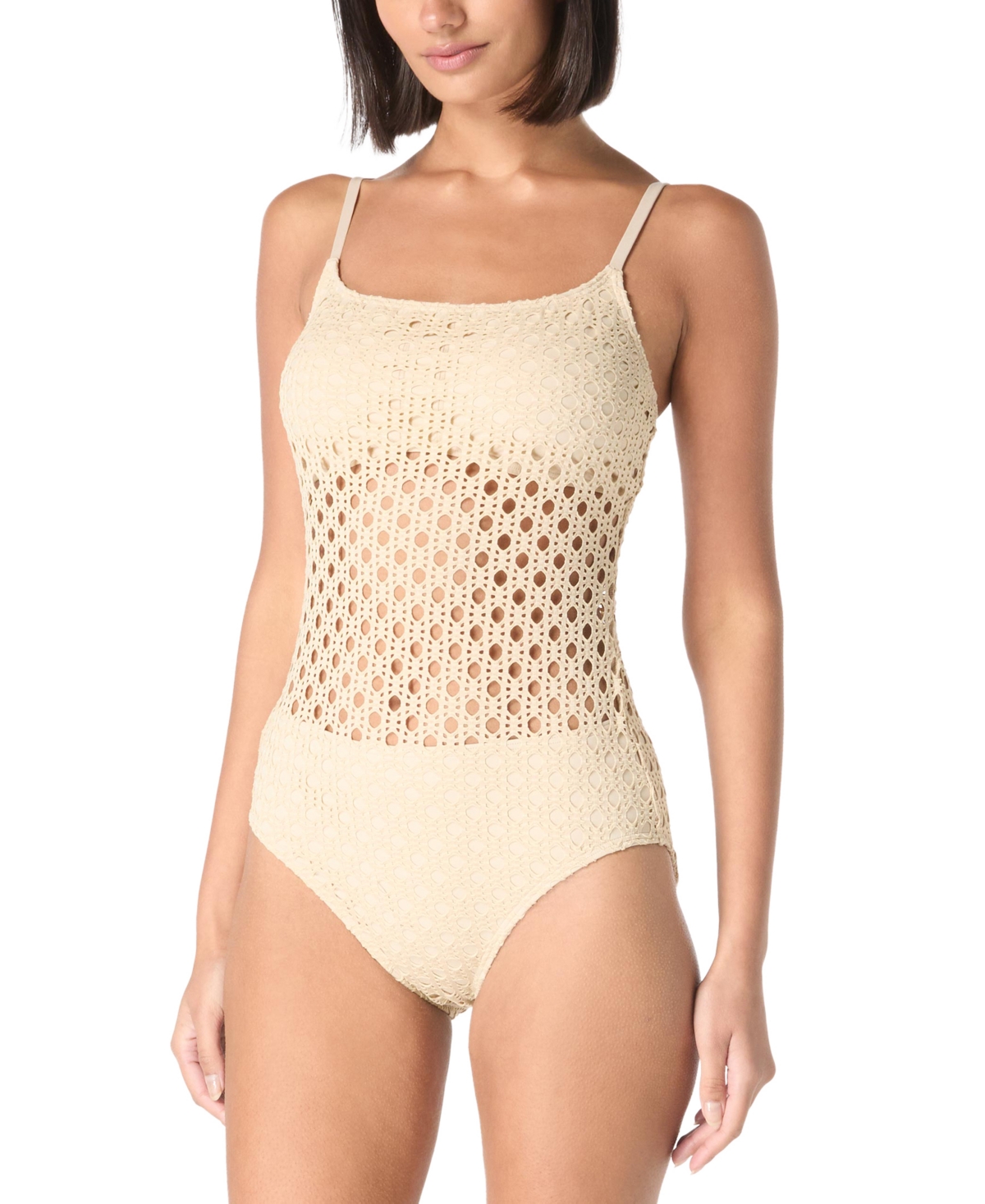 Carmen Marc Valvo Scoop Neck One Piece Swimsuit In Clay