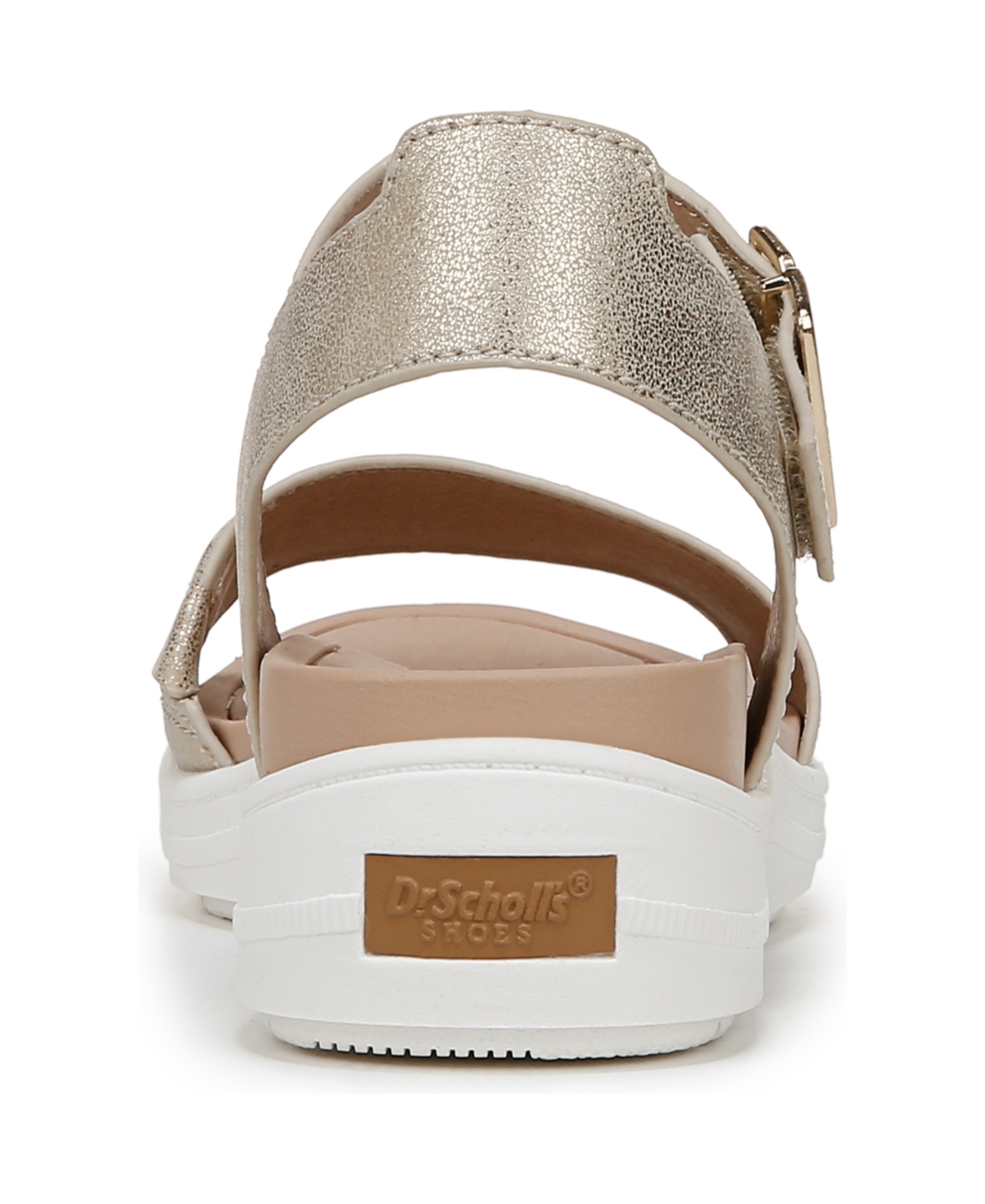 Shop Dr. Scholl's Women's Time Off Sky Sport Wedge Sandals In Gold Faux Leather