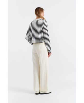 Women's Pure Merino Heart Breton Cardigan