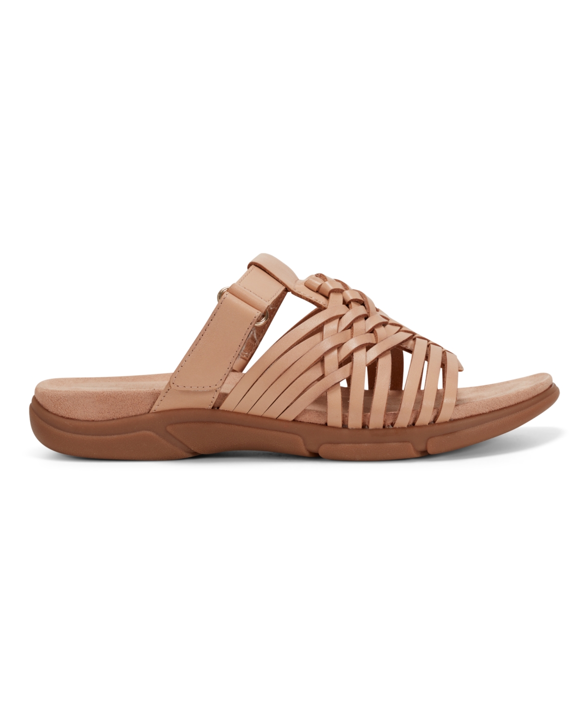 Shop Easy Spirit Women's Mindi Woven Flat Slide Sandals In Light Natural Leather