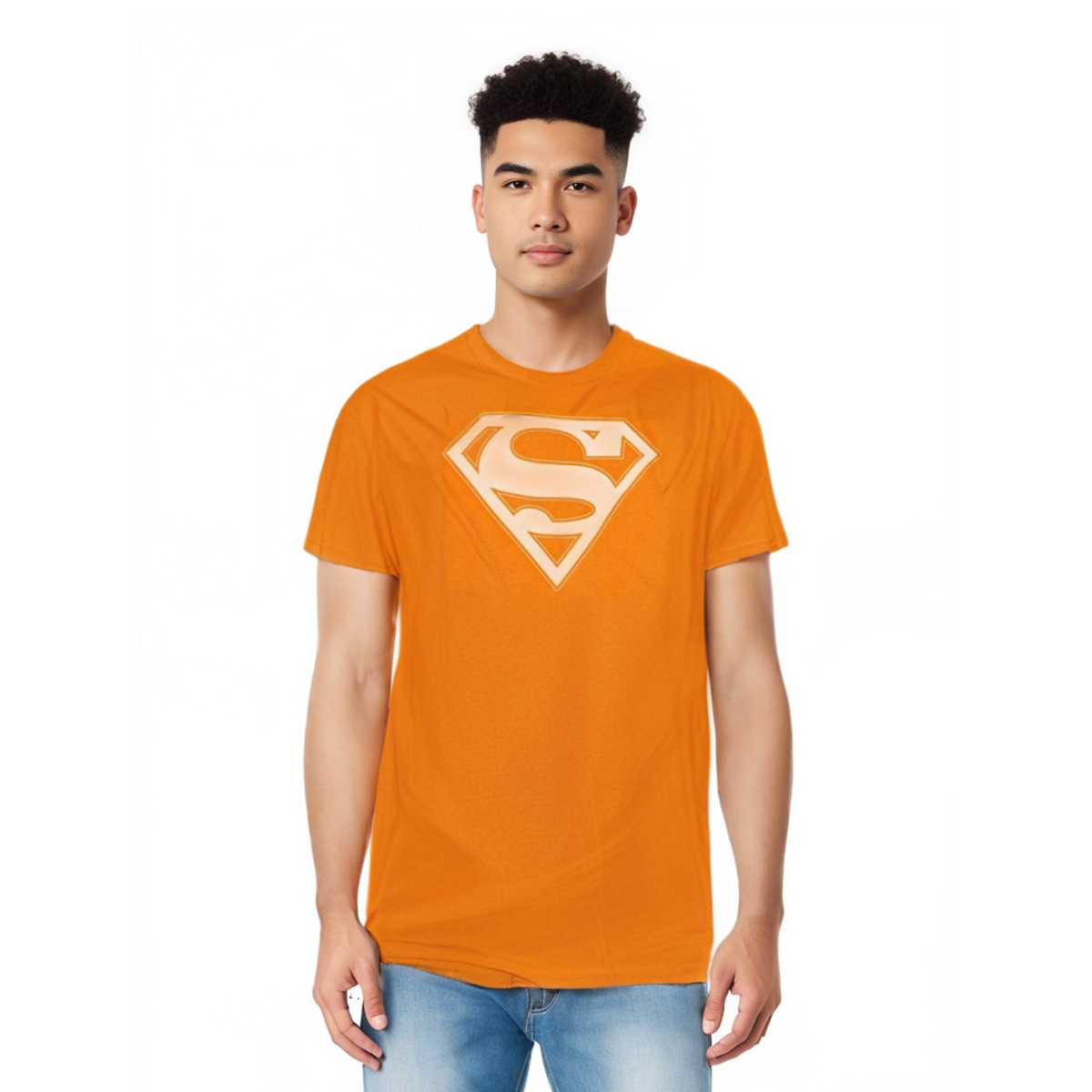 Mens Orange & White Shield Short Sleeve Adult Tee / T-Shirt - Orange