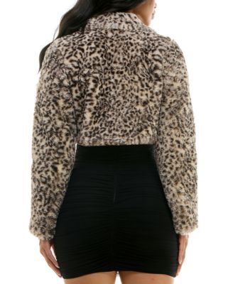 Juniors' Faux-Fur Notch-Collar Long-Sleeve Shrug