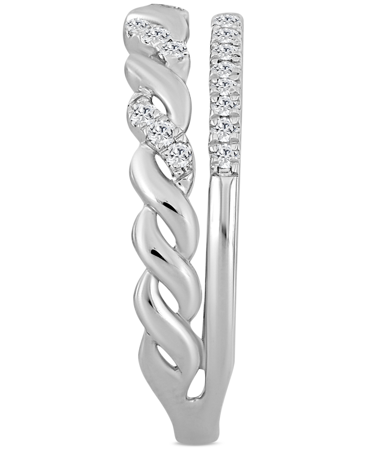 MACY'S DIAMOND TWIST DOUBLE ROW RING (1/5 CT. T.W.) IN 10K WHITE GOLD