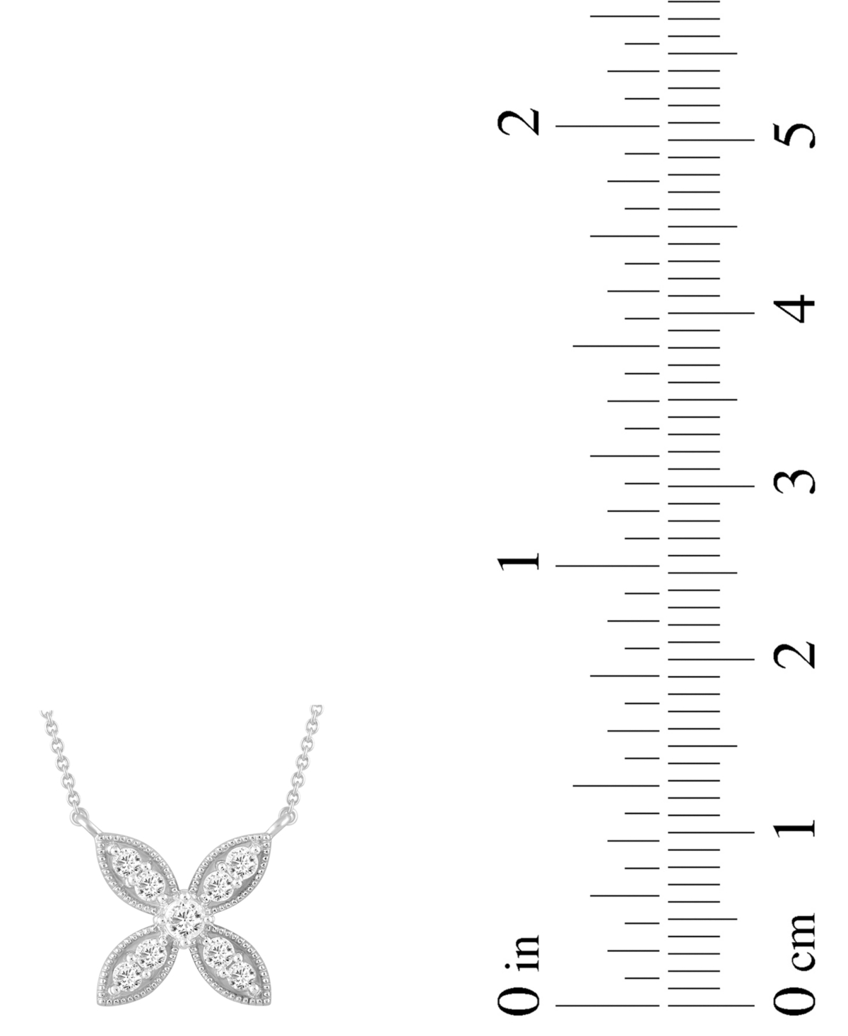 MACY'S DIAMOND FLOWER PENDANT NECKLACE (1/4 CT. T.W.) IN 10K WHITE GOLD 