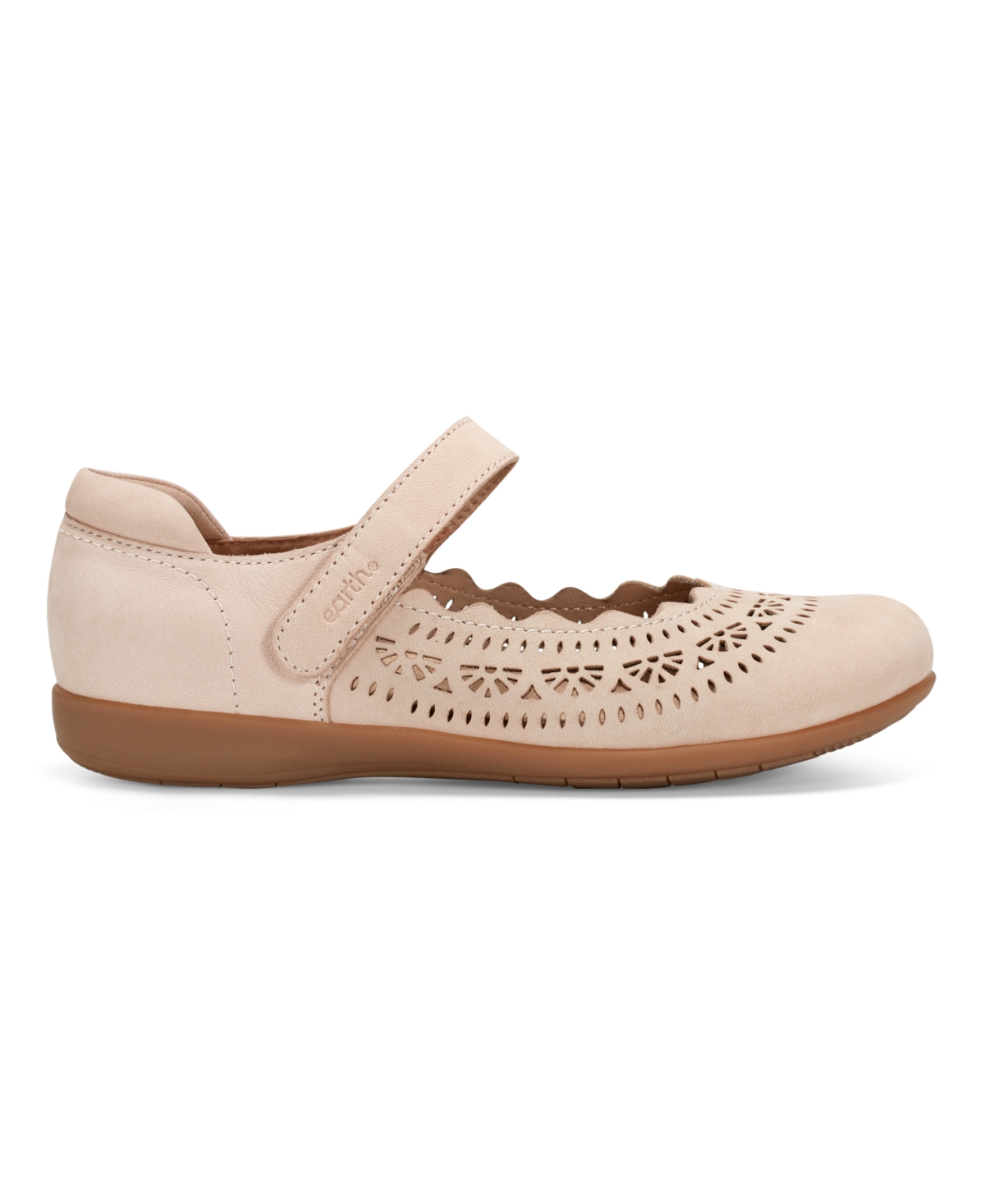Shop Earth Women's Brady Mary Jane Round Toe Flats In Light Natural Leather