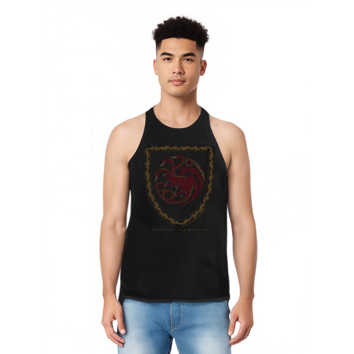 Men's Dragon Shield Vintage Dark Adult Tank Top - Black