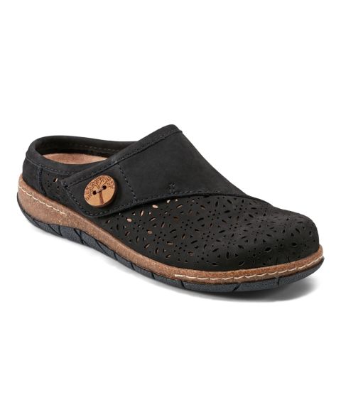 Женские сабо Earth Erinn Cutout Slip-On, цвет: Чёрный нубуковый