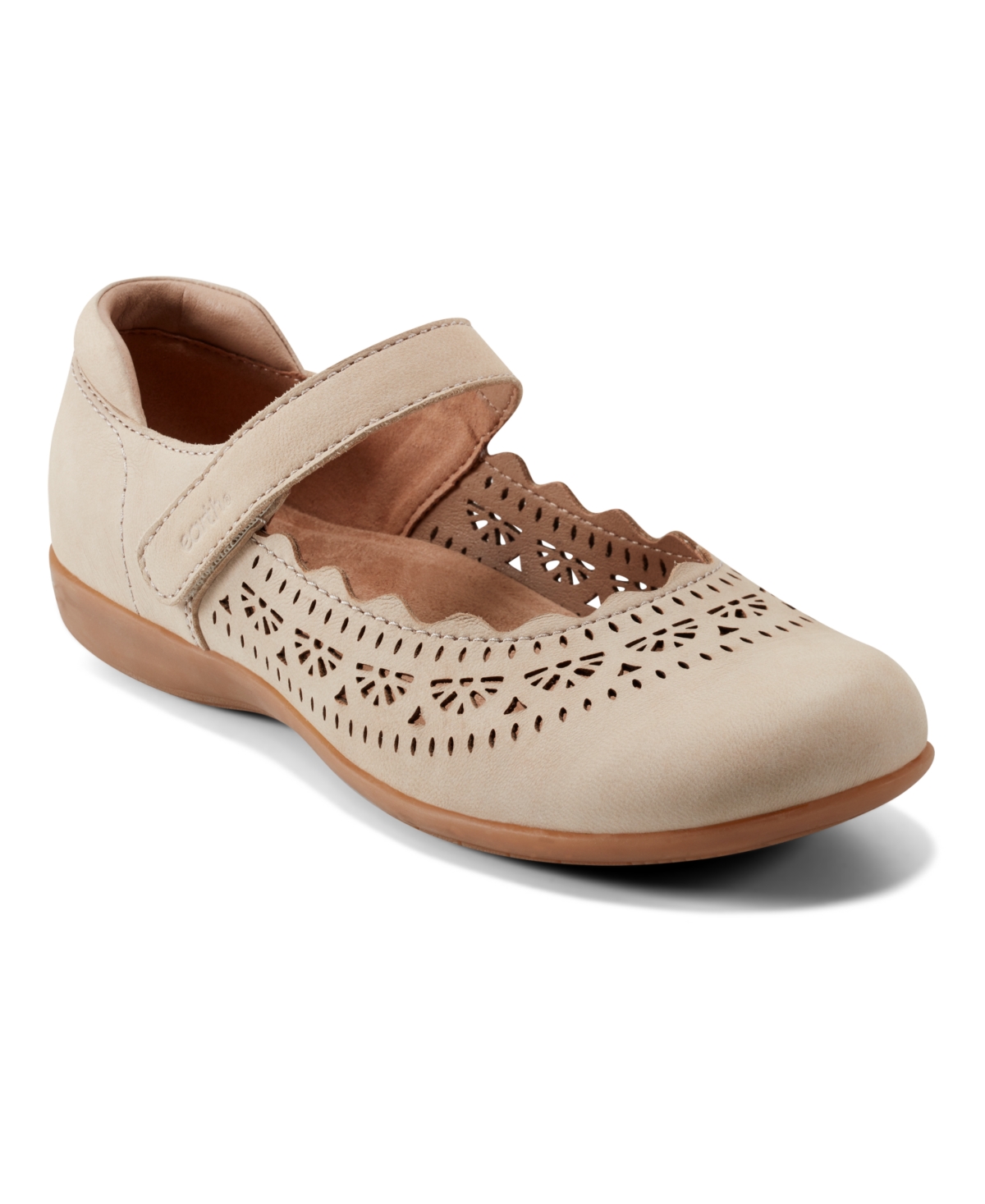 Shop Earth Women's Brady Mary Jane Round Toe Flats In Beige Leather