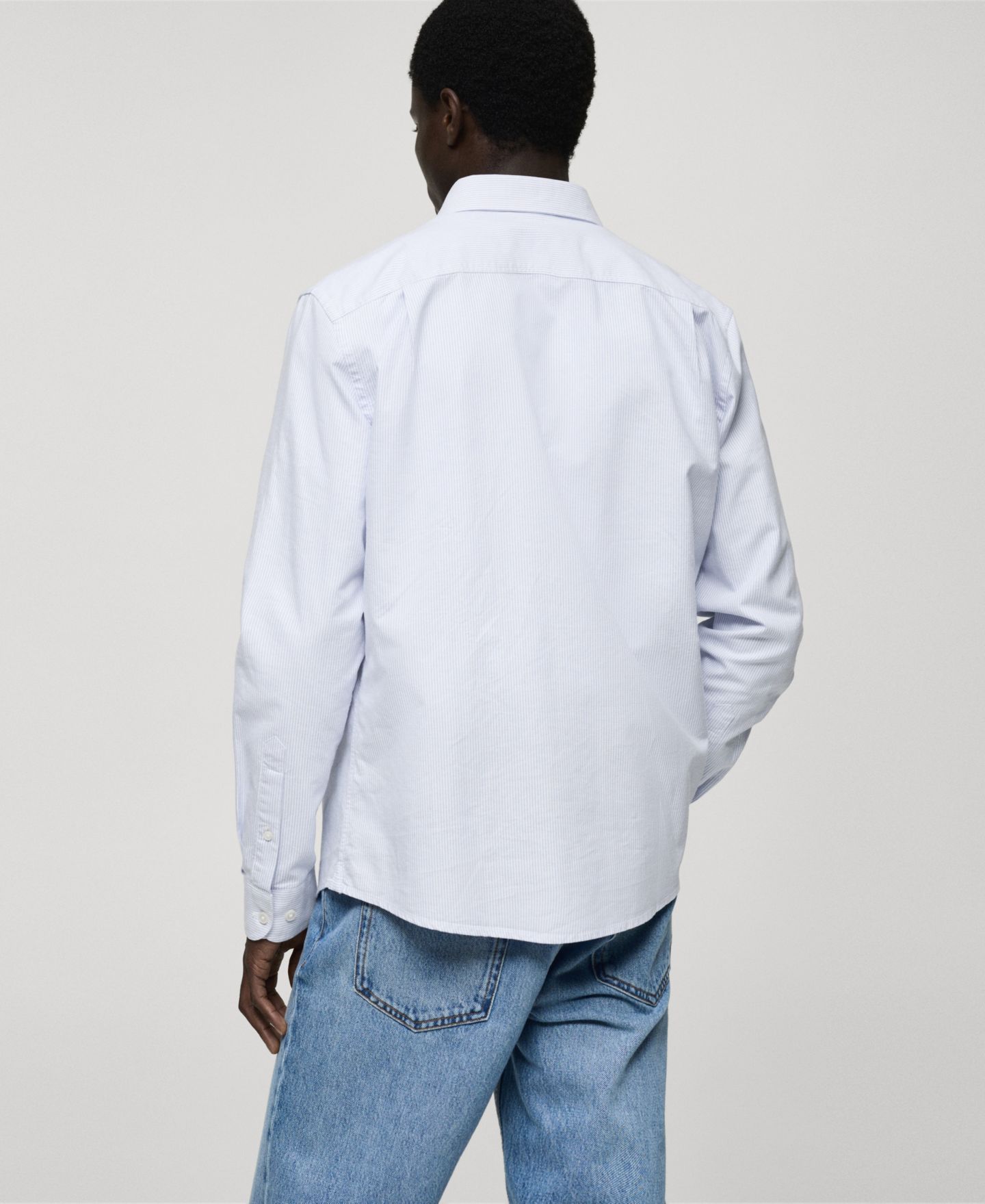 Мужская рубашка Mango Slim-Fit Kodak-Striped Cotton, цвет: Синий — фото 2