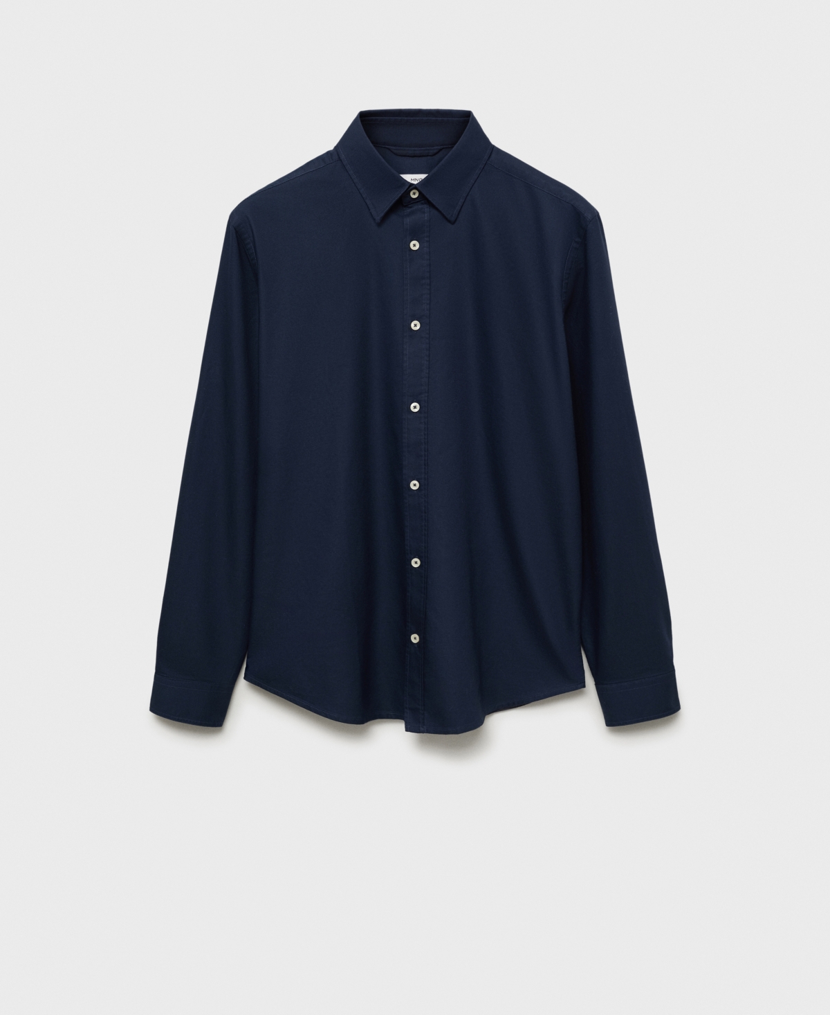 Mango Slim Fit Linen Button-up Shirt In Dark Navy