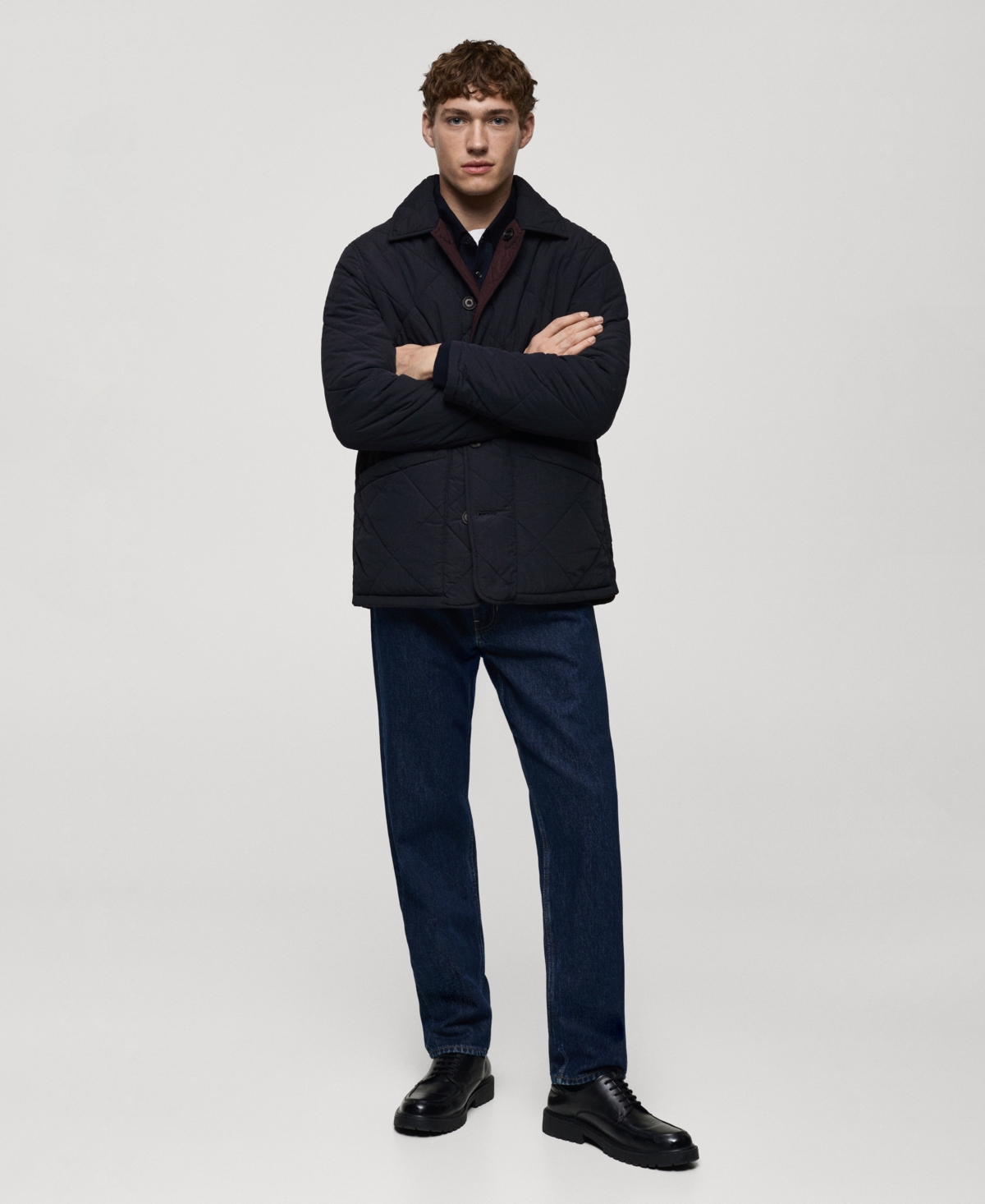 Mango Men's Two-tone Reversible Quilted Jacket In Dark Navy
