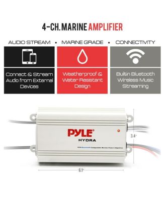 4-Channel Bluetooth Marine Amplifier Kit, Waterproof, 1200W, White