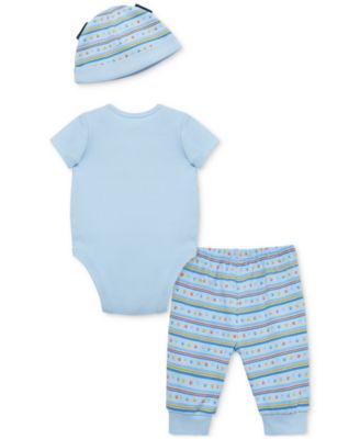 Baby Boys Puppies Cotton Bodysuit, Hat & Pants, 3 Piece Set 