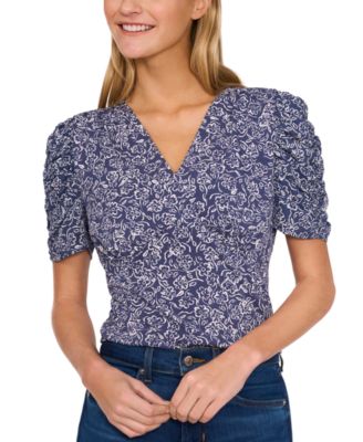 CeCe - Women's Floral-Print Puff-Sleeve Blouse