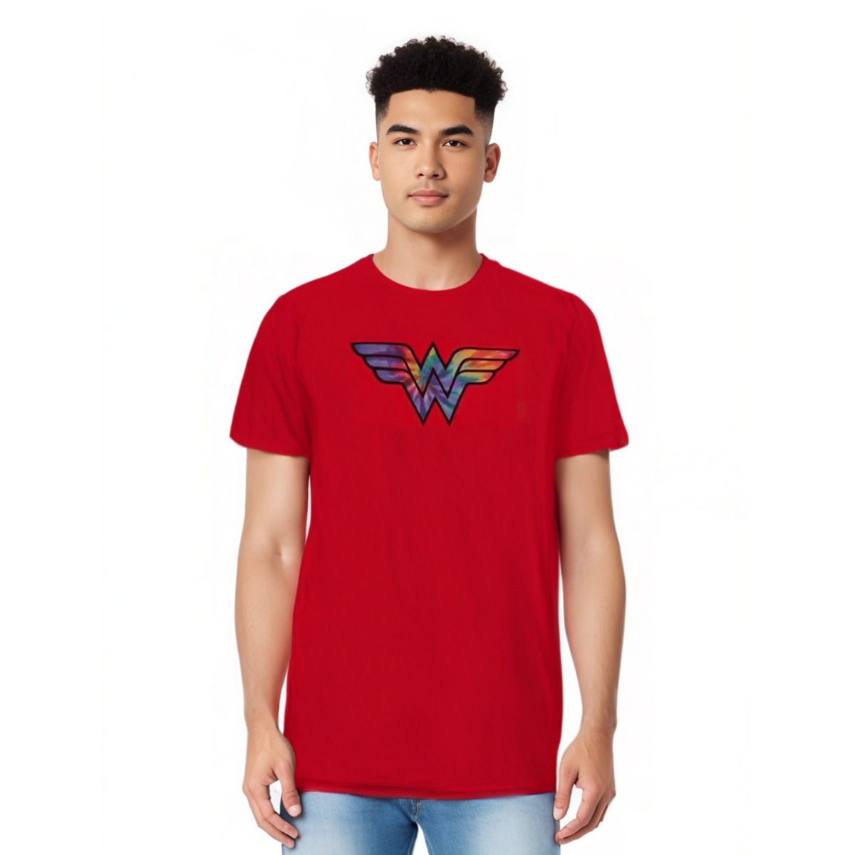 Big & Tall Dc Comics Wonder Woman Wonder Woman Tie Dye Logo Short Sleeve Adult Tee / T-Shirt - Red
