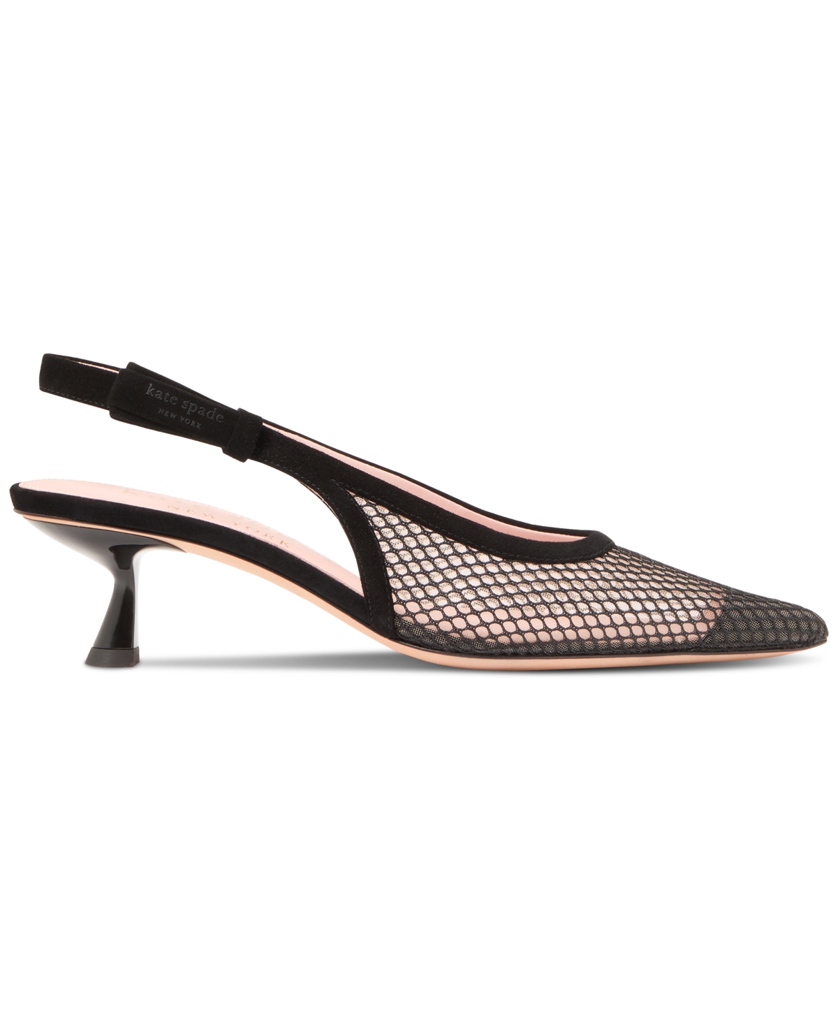 Shop Kate Spade Women's Riley Slingback Kitten-heel Pumps In Black Mesh