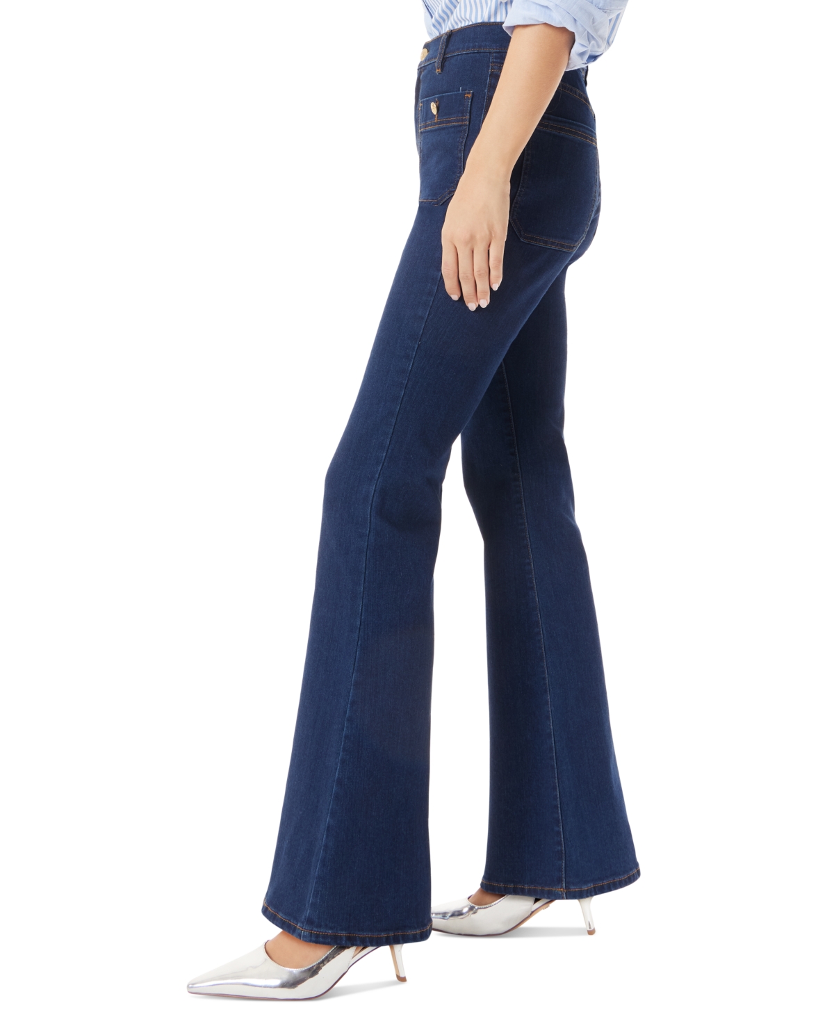 SAM EDELMAN WOMEN'S SKINNY FLARE-LEG PATCH POCKETS PANTS 