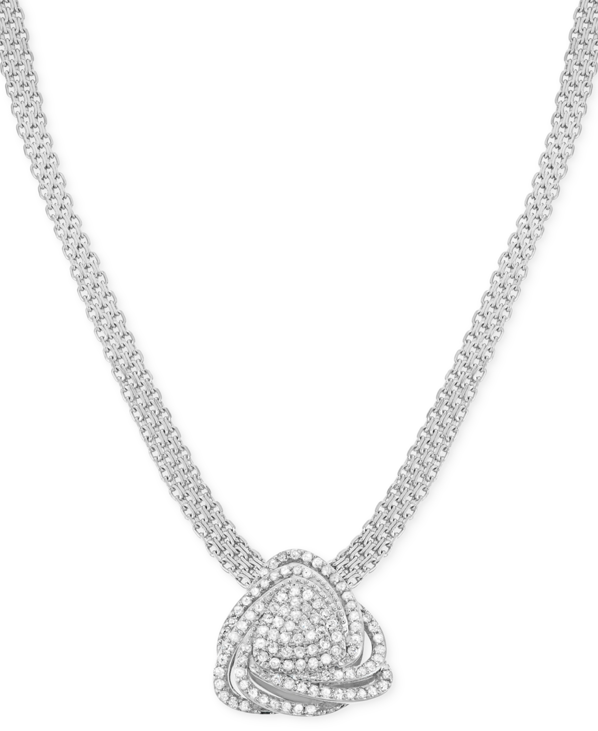 Wrapped in Love Diamond Triangle Floral Pendant Necklace (1 ct. t.w.) in Sterling Silver, Created for Macy's