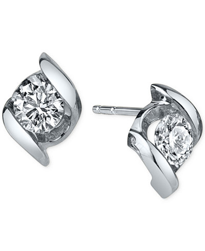 Sirena Diamond Twist Stud Earrings (1/3 ct. t.w.) in 14k White Gold