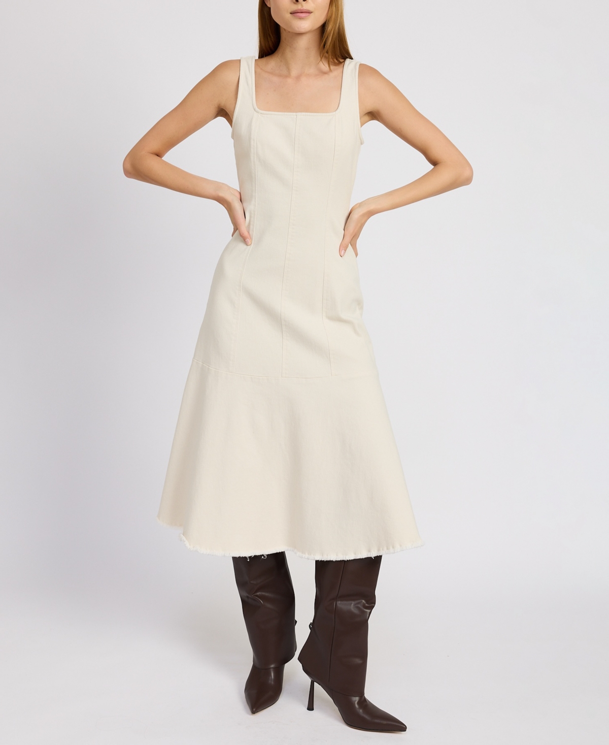 En Saison Women's Gwendolyn Denim Midi Dress In Off White