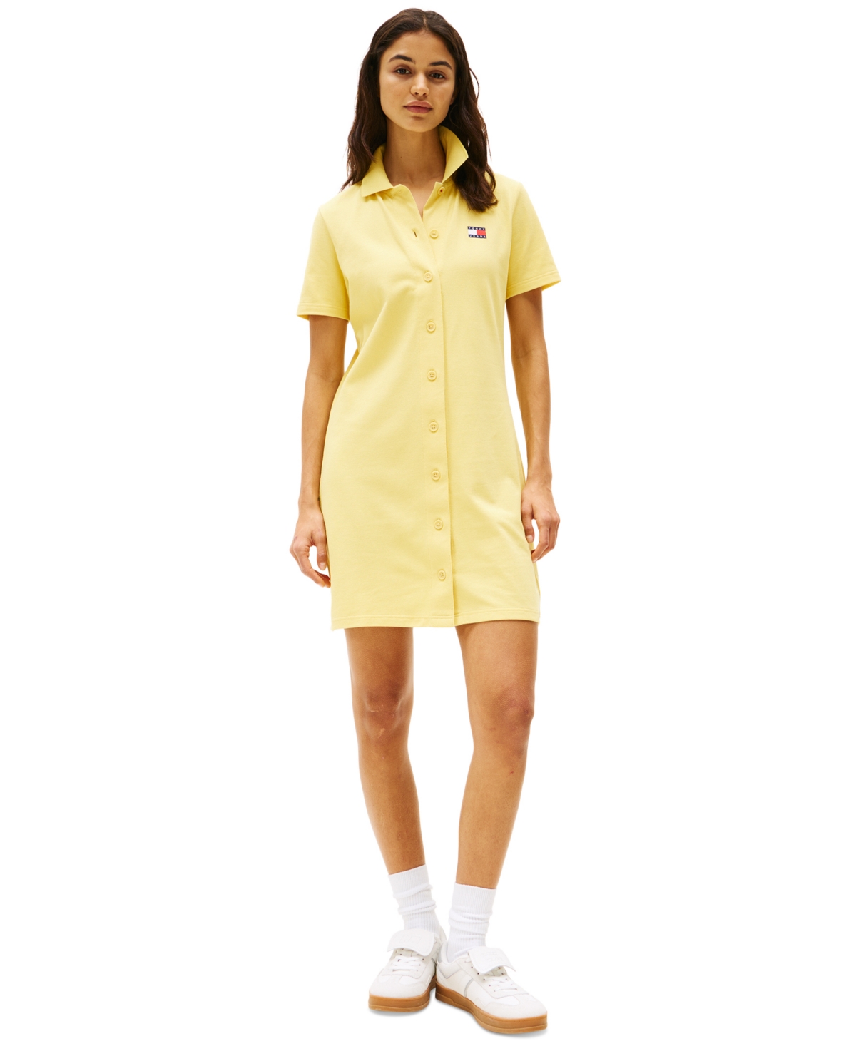 Tommy Jeans Women's Mini Short-sleeve Polo Dress In Yellow Dahlia