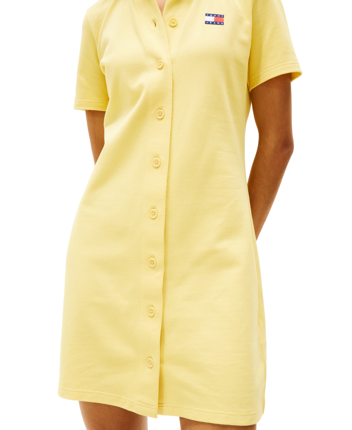 Tommy Jeans Women's Mini Short-sleeve Polo Dress In Yellow Dahlia