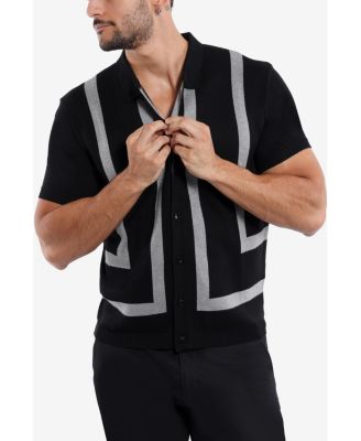 Men's Jacquard Short Sleeve Sweater Polo