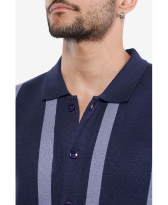 Men's Jacquard Short Sleeve Sweater Polo