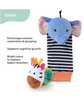 Safari Baby Rattle Socks and Wrist Rattle Set, 5 Piece
