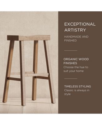 Vincent Wooden Rustic Aesthetic Kitchen Bar Stool, Set of 3