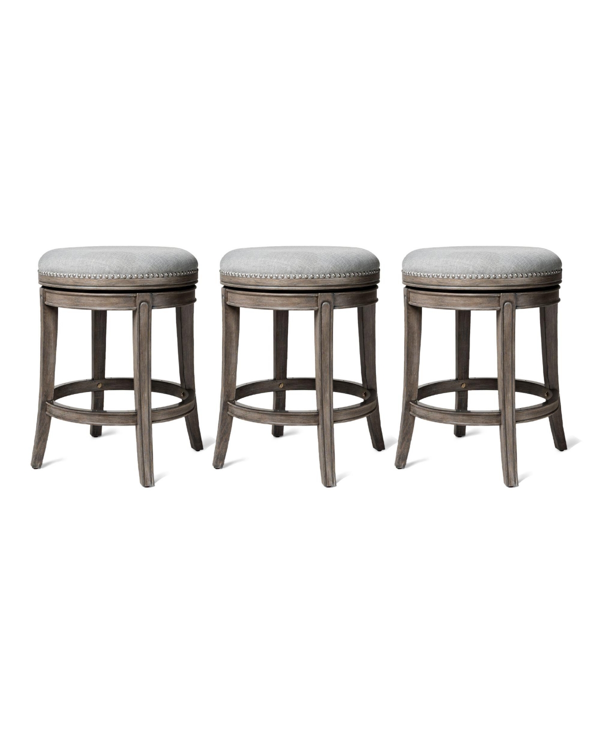Maven Lane Alexander Backless Counter Stool, Reclaimed Oak w/ Ash Grey, Set of 3