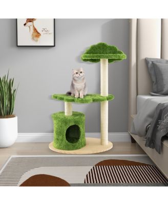 38'' Cute Cat Tree Cat Condo Furniture w/ Fully Wrapped Sisal Scratching Posts