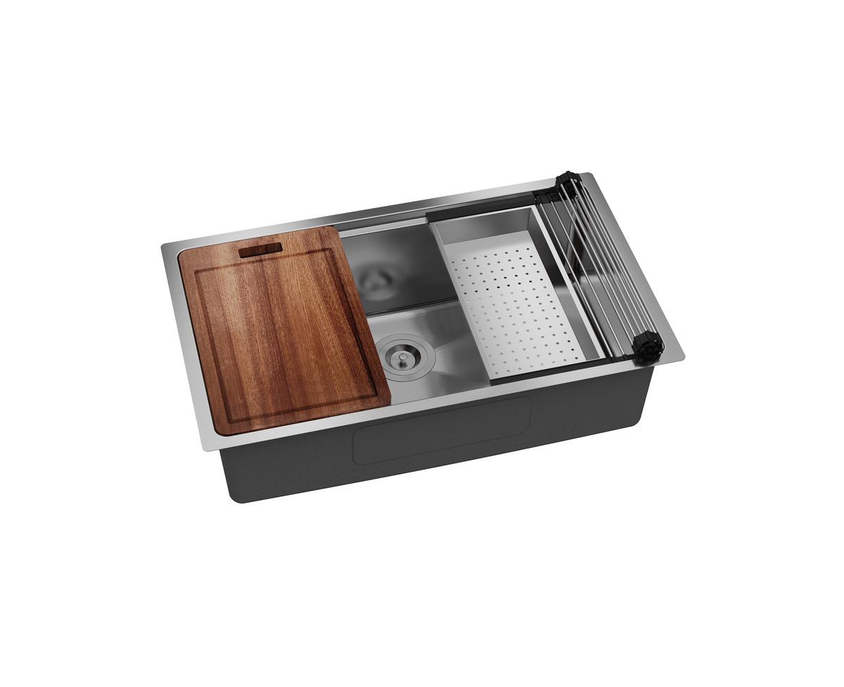 31inch L x 19inch W Undermount Kitchen Sink with Accessories - Brushed nickel