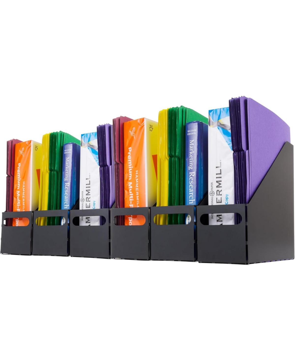 Letter/Legal File Metal Magazine File Holders, Black - 6Pack - Black