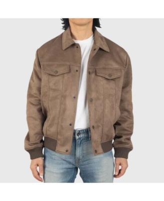 Men's Blake Suede Bomber Jacket – Lightweight Slim Fit Casual Softshell Coat with 5 Pockets