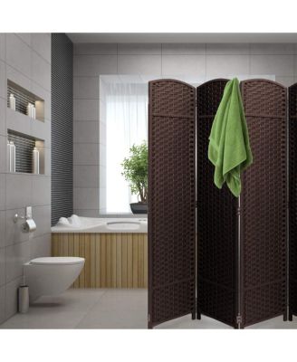 8 Panel Room Divider Panel, 6 ft. Tall Extra Wide Double Hinged Panels - Folding Privacy Screens - Chocolate