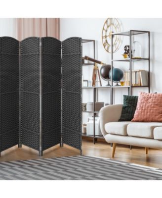 8 Panel Room Divider Panel, 6 ft. Tall Extra Wide Double Hinged Panels - Folding Privacy Screens - Gray Line