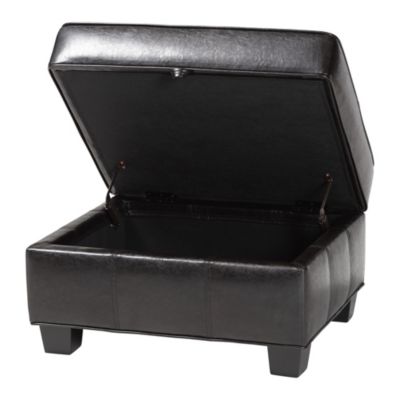 Agustus Brown Leather Storage Ottoman