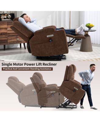 Power Lift Recliner Chair, Heavy Duty, 350 LBS Capacity, Dual Motor, Massage & Heating, USB & Type-C Ports
