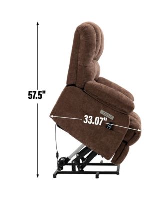23" Seat Width and High Back Large Size Chenille Power Lift Recliner Chair with 8-Point Vibration Massage and Lumbar Heating