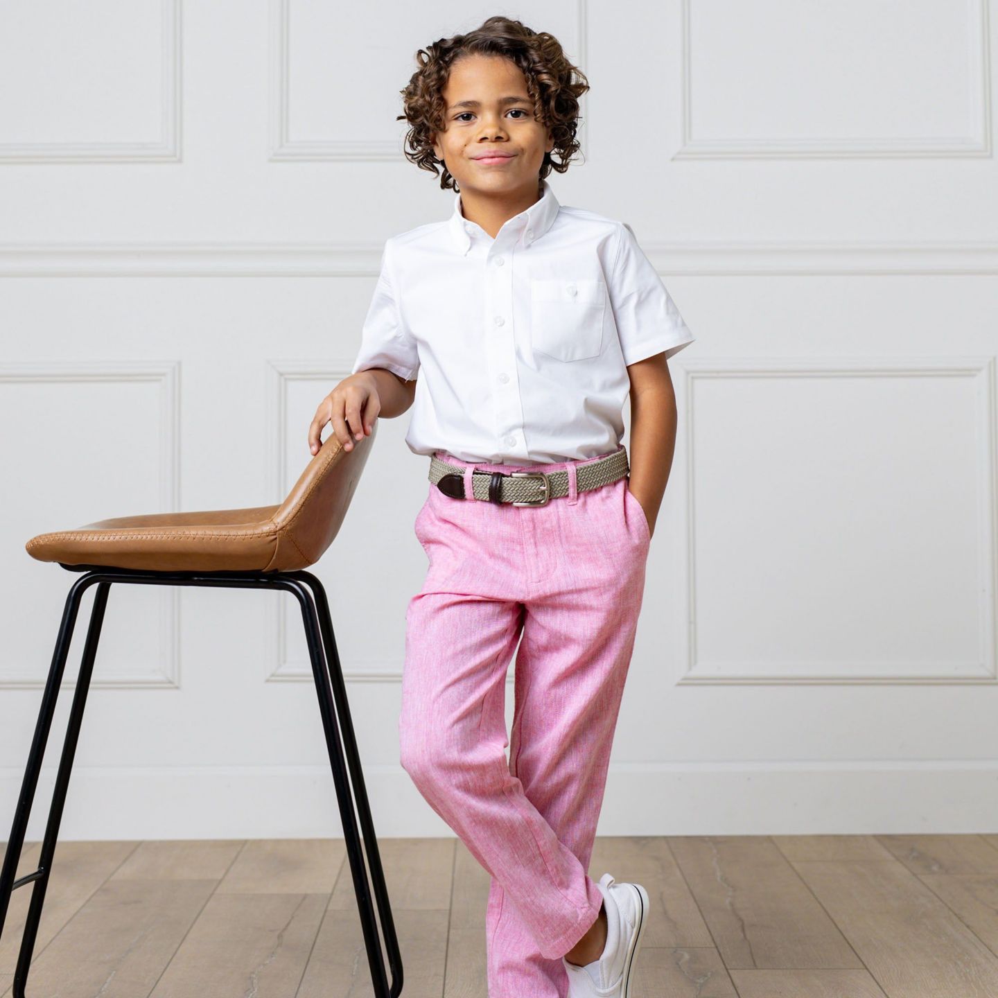 Брюки Hope & Henry Heirloom Linen Suit Pant для мальчиков-малышей, цвет: Розовый льняной — фото 2