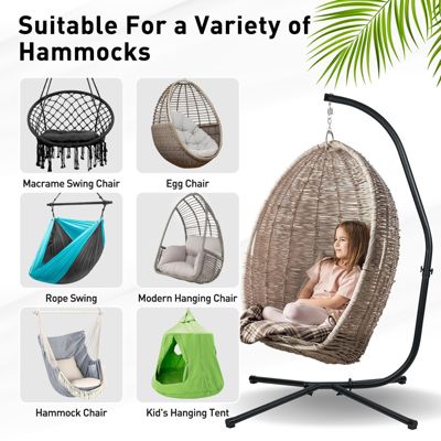 Hammock Steel C Stand -Stand for Hanging Hammock Chairs - 300 Pound Capacity, Black