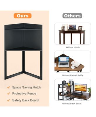 Corner Computer Desk with Hutch and Storage Shelves