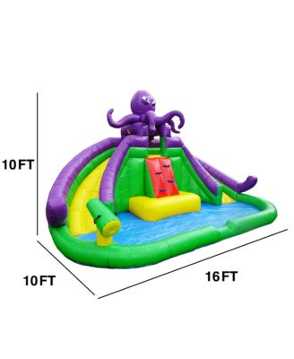 HeroKiddo Octopus Inflatable Water Slide with Splash Pool and Dual Slides for Kids and Toddlers (with Blower), Water Cannon, Climbing Wall, Backyard Water Park, Summer Fun