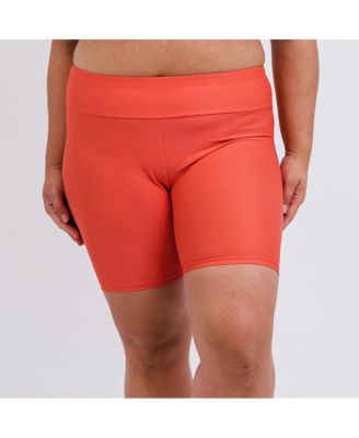 Plus Size Chlorine Resistant High Waisted Mid-Thigh Swim Shorts