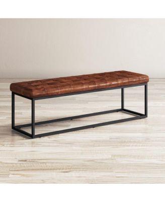 Global Archive 55" Genuine Distressed Leather Ottoman Bench